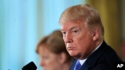 美國總統川普與德國總理默克爾舉行記者會時談及伊朗核協議問題