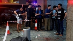 香港星期天（11月3日）爆發流血衝突的現場。路透社