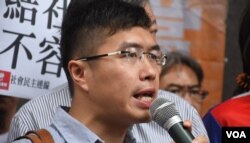 香港民陣副召集人、立法會議員區諾軒。（美國之音湯惠芸）