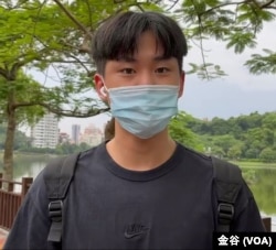 位於台北的學生陳柏穎(美國之音記者金谷攝)