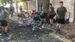 香港街道惊現解放軍和居民一起清掃街道