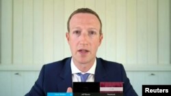 美國科技巨頭臉書的首席執行官扎克伯格7月29日在一聽證會上。