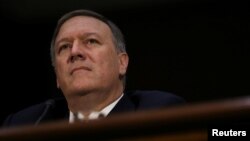 FILE - CIA Director Mike Pompeo testifies before a Senate Intelligence hearing during his nomination process, in Washington, Jan. 12, 2017.