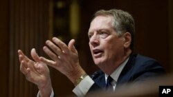 美國貿易代表萊特希澤2019年6月18日出席參議院金融委員會聽證（資料圖）