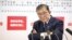 日本首相石破茂在日本東京自民黨總部向傳媒發表講话。(2024年10月27日)