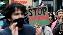 2024年4月27日美国首都华盛顿特区的乔治·华盛顿大学学生举行了支持巴勒斯坦的抗议活动