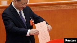 中國國家主席習近平2018年3月11日參加憲法修正案投票(路透社)
