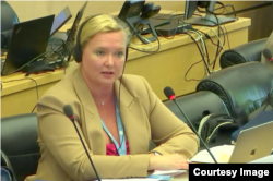 联合国人权事务委员会副主席桑钦 (联合国网上直播截图)