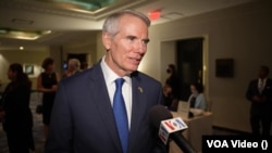 2022年6月14日，共和黨籍聯邦參議員波特曼在一個頒獎儀式上接受美國之音的採訪