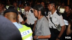 香港示威常客立法会议员“长毛” 梁国雄（美国之音图片） 