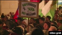 德國反移民團體舉行街頭抗議（VOA視頻截圖）