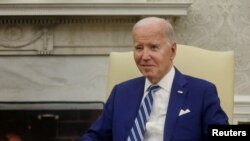 美國總統拜登在白宮橢圓形辦公室。(2023年11月13日)