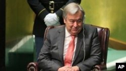 被聯合國大會正式任命為下一任聯合國秘書長的葡萄牙前總理古特雷斯（2016年10月13日）