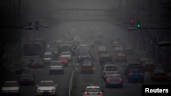 2013年1月29日，北京的严重雾霾。