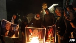 川普總統表示將承認耶路撒冷為以色列首都後巴勒斯坦抗議者焚燒川普畫像