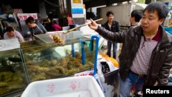 中國廣州市的一個最大海鮮市場。 （資料圖片）