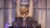 The casket of former President Jimmy Carter arrives for a state funeral at the National Cathedral, Jan. 9, 2025, in Washington. 