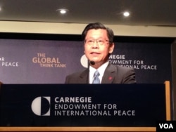 台灣代表團由台灣外貿協會董事長、前經濟部次長梁國新（美國之音 鍾辰芳拍攝）