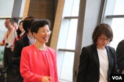 陆委会主委张小月2017 年5月31日在桃园（美国之音记者申华 拍摄）