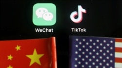 美中国旗与tiktok和微信的app