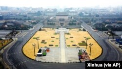 中國陝西西安為新冠防疫封城後的西安城景象。 （2021年12月23日）