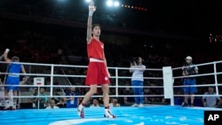 2024年8月10日台灣選手林郁婷在巴黎夏季奧運慶祝勝利