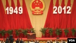 中國領導人在2012年10月1日慶祝中共成立中華人民共和國63週年(美國之音東方拍攝)