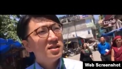 本土民主前线发言人梁天琦在印度（RFA视频截图） 