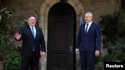 美國國務卿蓬佩奧在耶路撒冷會晤以色列藍白黨領導人甘茨。（2020年5月13日）