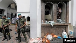 2019年4月21日斯里兰爆炸事件后，斯里兰卡军方在圣安东尼神殿前守卫。