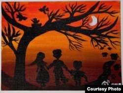 姚晨在微博上貼夏健強繪畫：“最暗的夜裡，才能看見最亮的光” （姚晨微博圖片）