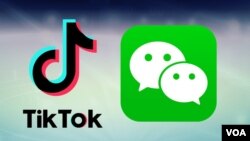 中國語音社媒軟件TikTok和微信的標識。