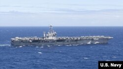 美国尼米兹级斯坦尼斯号航空母舰在太平洋航行（照片由美国海军提供）