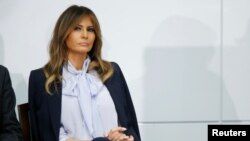 美國第一夫人梅拉妮婭·川普在馬里蘭州洛克維爾參加預防和反對網絡霸凌的峰會。 （2018年8月20日）