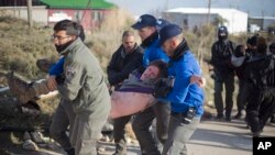 以色列警察驱逐约旦河西岸非法犹太定居点的民众。