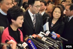 香港特首候選人林鄭月娥。（美國之音湯惠芸攝）