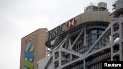 匯豐銀行與渣打銀行在香港的辦公大樓。（路透社2017年9月5日攝）