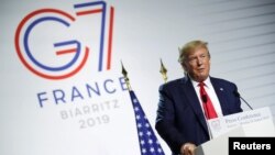 美國總統唐納德·特朗普在七國集團會議。
