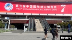上海舉辦國際進口博覽會會場。（2024年11月5日）