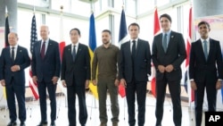 2023年5月，日本首相岸田文雄接待乌克兰总统弗拉基米尔·泽连斯基（Volodymyr Zelenskyy）和七国集团成员国领导人访问。（美联社）