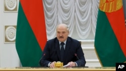 白俄羅斯總統盧卡申科在莫斯科講話。(2021年5月28日）