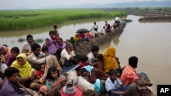 逃離緬甸的羅興亞穆斯林等候進入孟加拉國難民營