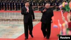 中國國家主席習近平2019年1月8日在北京人大會堂為北韓領導人金正恩舉行歡迎儀式