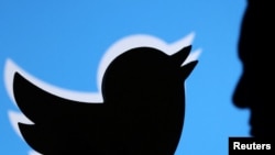 资料照 - 该创作图案中显示马斯克面部和推特标识的轮廓。