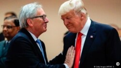 歐盟執行委員會尚克勞德容克星期三來到白宮與川普總統會面。