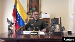 委內瑞拉駐美國大使館武官何塞•路易斯•席爾瓦上校在華盛頓的大使館辦公室發表視頻講話（2019年1月26日）