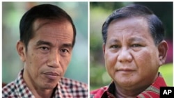 印尼总统大选两位候选人佐科威(左)和普拉博沃·苏比安托(右)