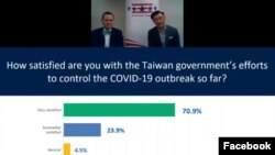 台北美國商會會長金奇偉(右)、執行長傅維廉2020年4月15日在台北主持"新冠肺炎調查報告"網絡記者會(台北美國商會臉書)