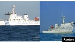 中國海監船4月10日出現在南中國海斯卡伯勒礁(也就是中國所稱的黃岩島)附近海域