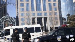 中國特警在北京王府井附近警戒